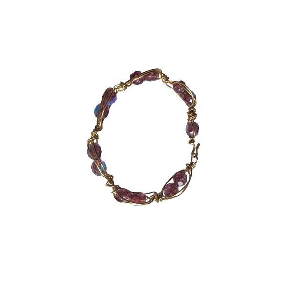Vintage Jewelry Rare Aurora Borealis Bracelet Wire Crystals Unique - Picture 1 of 7